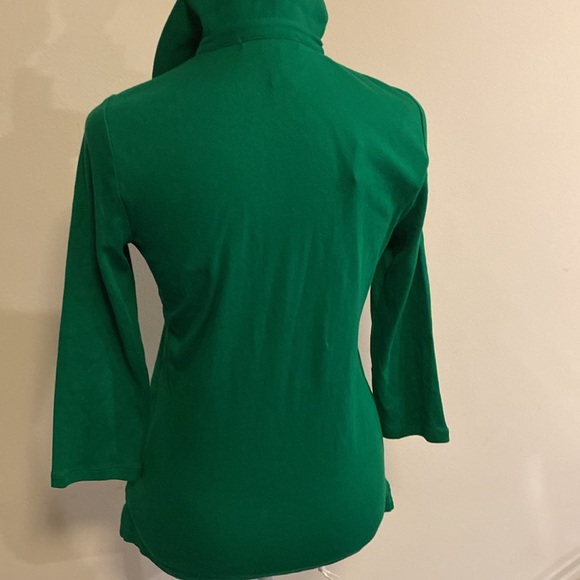 Lauren Ralph Lauren cotton green blouse with 3/4 sleeves, 1/4 button up size M - Picture 4 of 9